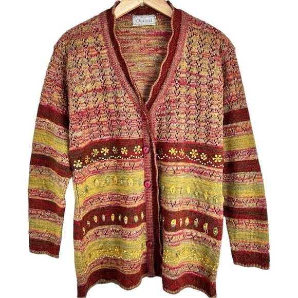 Vintage earthy grandmacore cardigan sweater - Picture 2 of 7